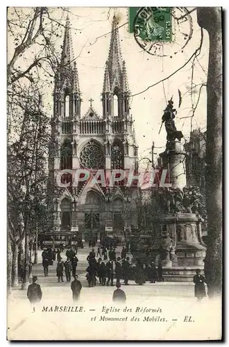 Cartes postales Marseille eglise des reformes et monument des mobiles