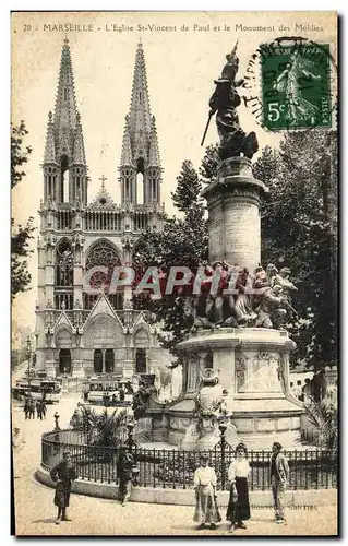 Cartes postales Marseille L&#39eglise st vincent de paul et le monument des mobiles