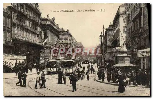 Ansichtskarte AK Marseille Rue Cannebiere Tramway