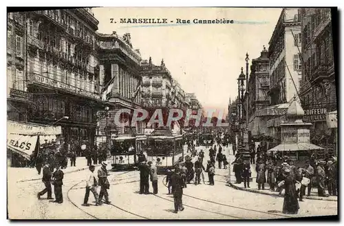 Ansichtskarte AK Marseille Rue Cannebiere Tramway