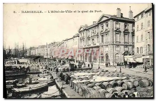 Cartes postales Marseille L&#39Hotel de ville et le quai du port