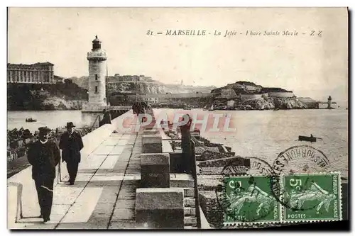 Cartes postales Marseille la jetee phare sainte marie