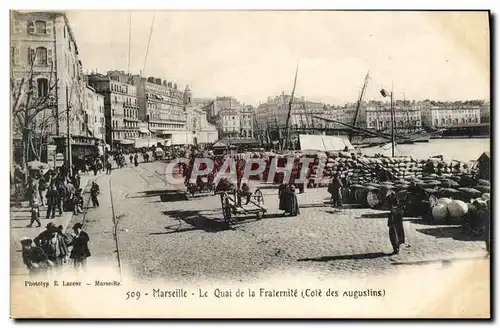 Cartes postales Marseille Le quai de la fraternite Cote des Augustins Bateaux