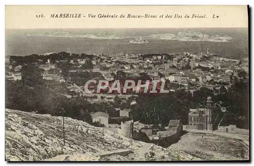 Cartes postales Marseille Vue generale du roucas blanc et des iles du frioul