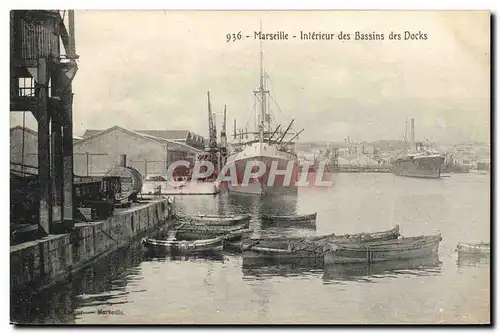 Cartes postales Marseille Interieur des bassins des docks Bateaux