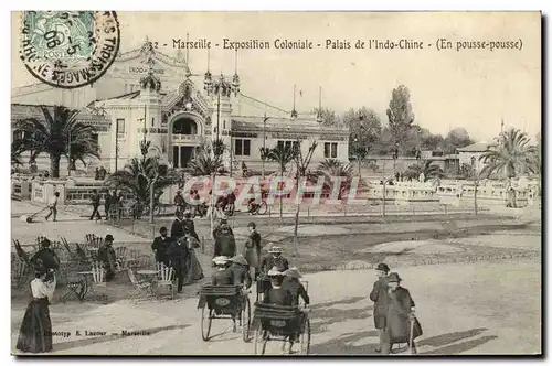 Ansichtskarte AK Marseille Exposition coloniale 1906 palais de l&#39indo chine En pousse pousse