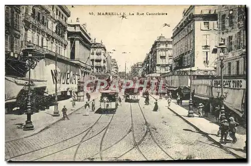 Ansichtskarte AK Marseille La rue cannebiere Tramways