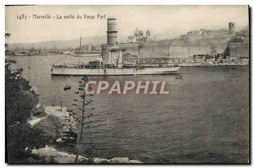 Cartes postales Marseille La sortie du vieux port Bateau