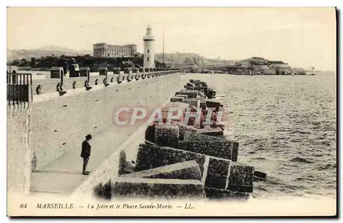 Ansichtskarte AK Marseille la jetee et le phare sainte marie