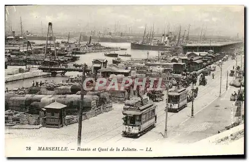 Cartes postales Marseille Bassin et quai de la Joliette Tramway Bateaux