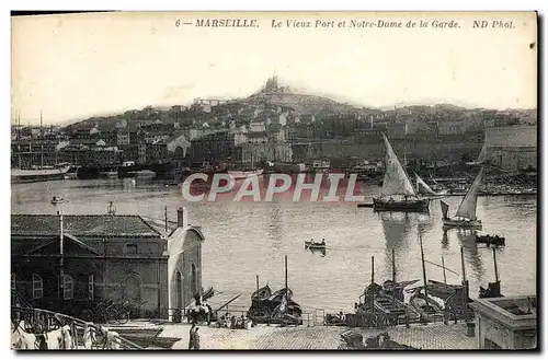 Cartes postales Marseille Le vieux port et notre dame de la grade