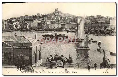 Cartes postales Marseille Le Vieux port et notre dame de la garde