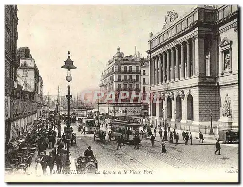 Ansichtskarte AK Marseille La bourse et le vieux port Tramways