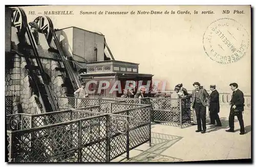 Cartes postales Marseille Sommet de l'ascenseur de Notre Dame de la garde la sortie