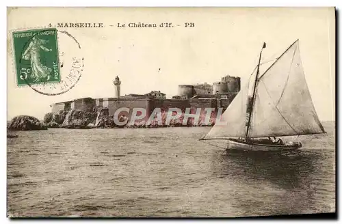 Cartes postales Marseille Le Chateau d&#39IF Bateau