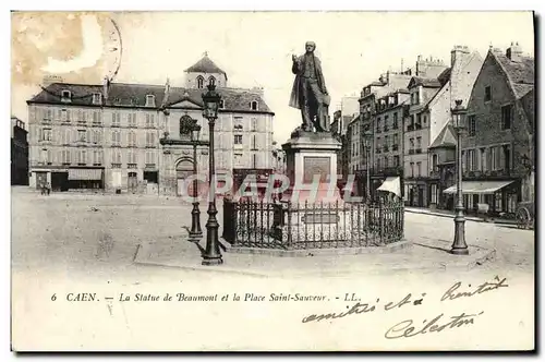 Ansichtskarte AK Caen La Statue de Beaumont et la Place Saint Sauveur