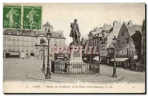 Ansichtskarte AK Caen La Statue de Beaumont et la Place Saint Sauveur