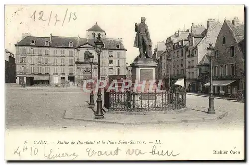 Ansichtskarte AK Caen La Statue de Beaumont et la Place Saint Sauveur