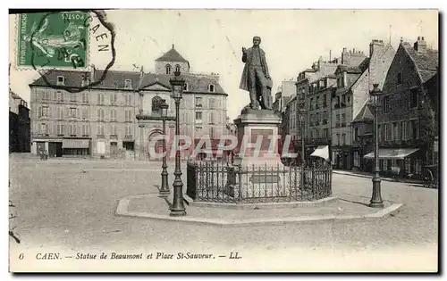 Ansichtskarte AK Caen La Statue de Beaumont et la Place Saint Sauveur