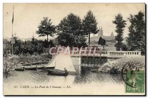 Ansichtskarte AK Caen Le Pont de L&#39Anneau Bateau Barque