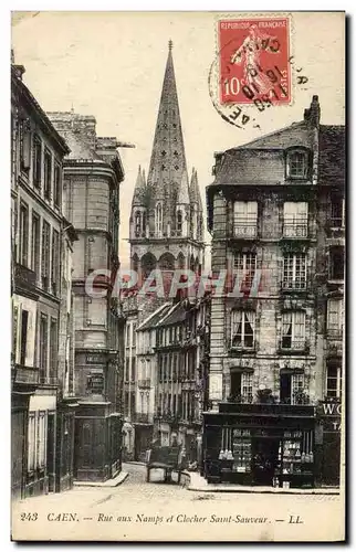 Ansichtskarte AK Caen Rue aux Namps et Clocher Saint Sauveur