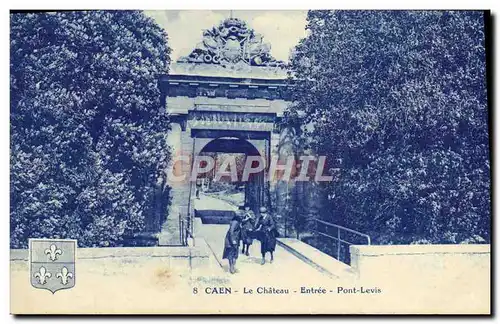 Ansichtskarte AK Caen Le Chateau Entree Pont Levis