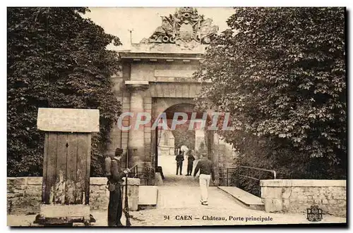 Cartes postales Caen Le Chateau Porte Principale Militaria