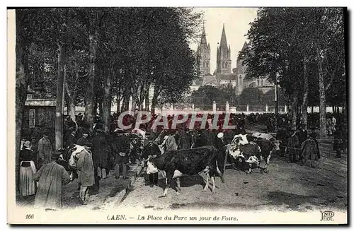 Ansichtskarte AK Caen La Place du Parc un jour de Foire Vaches TOP