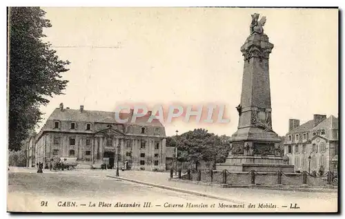 Cartes postales Caen La Place Alexandre lll Caserne Hamelin et Monument des Mobiles