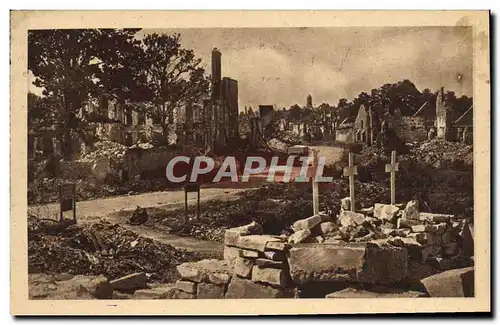 Cartes postales Caen a travers les ruines la rue sans nom Militaria