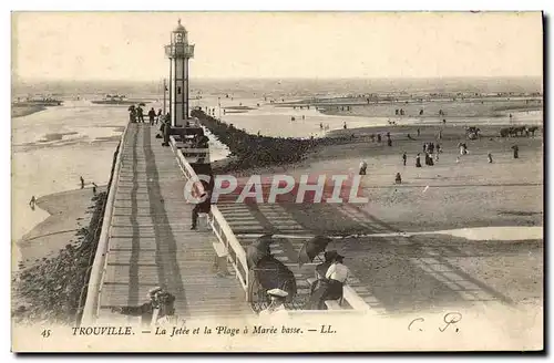 Ansichtskarte AK Trouville La Jetee et la Plage a Maree basse