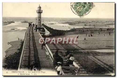 Cartes postales Trouville La Jetee et la Plage a Maree basse