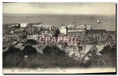 Cartes postales Trouville Vue generale vers les Jetees