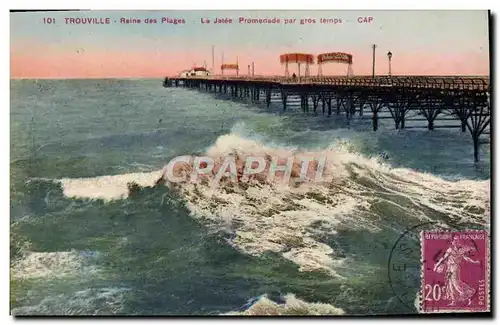 Ansichtskarte AK Trouville Reine des Plages La Jetee Promenade par gros temps