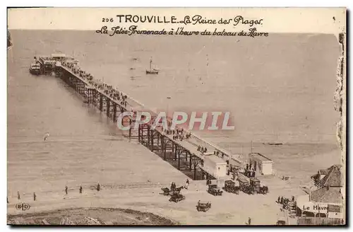 Cartes postales Trouville Reine des Plages La Jetee Promenade a l&#39heure du bateau du Havre