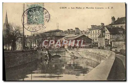 Cartes postales Caen Les halles et marches couverts