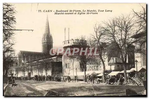 Cartes postales Caen Boulevard st pierre le marche tour leroy