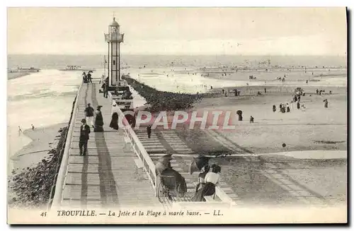 Cartes postales Trouville La jetee et la plage a maree basse