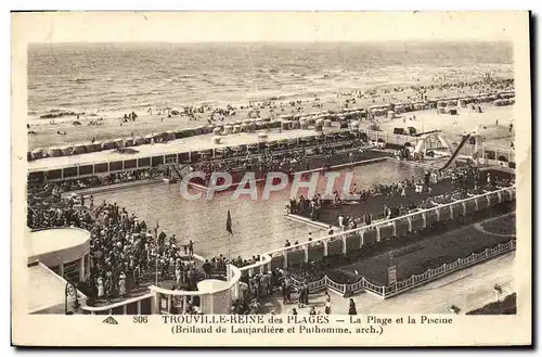 Cartes postales Trouville Reine des plages la plage et la piscine