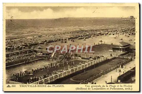 Ansichtskarte AK Trouville Reine des plages vue generale de la plage et la piscine