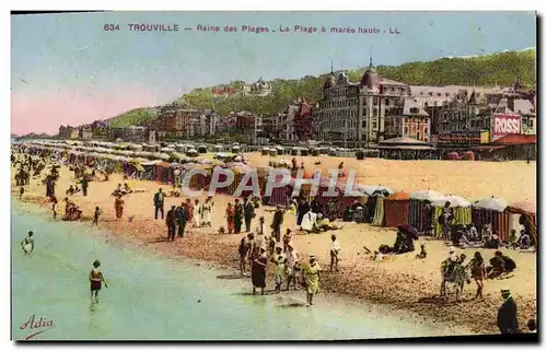 Cartes postales Trouville reine des plage la plage a maree haute