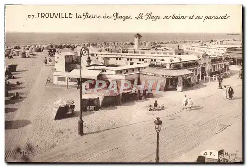 Cartes postales Trouville reine des plages la plage ses bains et ses parasols