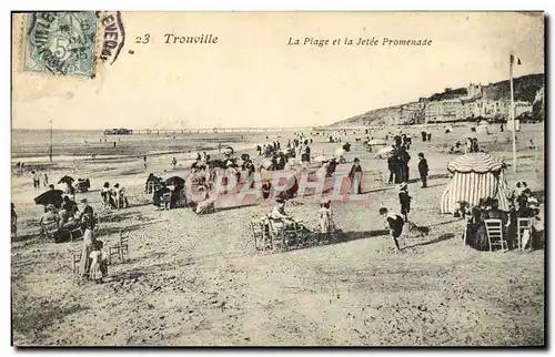 Cartes postales Trouville la plage et la jetee promenade