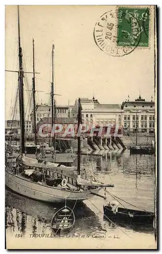 Cartes postales Trouville Le port et le casino Bateaux