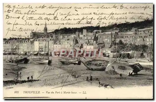 Cartes postales Trouville Vue du port a maree basse Bateaux