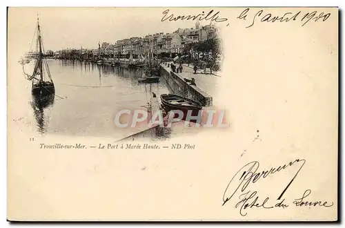 Cartes postales Trouville Le port a maree haute Bateau