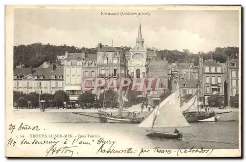 Ansichtskarte AK Trouville Sur Mer Quai Tostain Bateaux