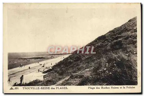 Cartes postales Trouville Reine des plages plage des roches noires et la falaise