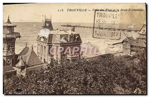 Cartes postales Trouville Sur mer villas des flots et la jetee promenade