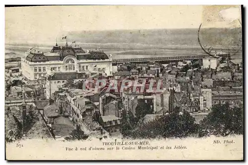 Ansichtskarte AK Trouville Sur Mer Vue a vol d&#39oiseau sur le casino municipal et les jetees